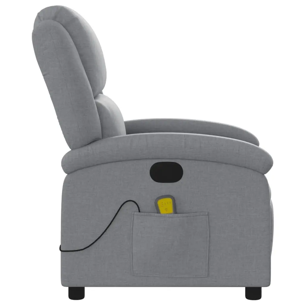 Massage Recliner Chair Fabric Light Grey Manual Reclining 135 Degrees Vibration 6 Points