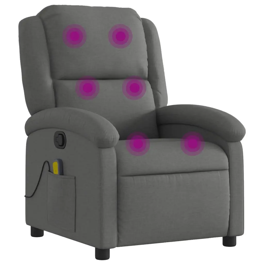 Grey Fabric Massage Recliner Chair with 6 Vibration Points