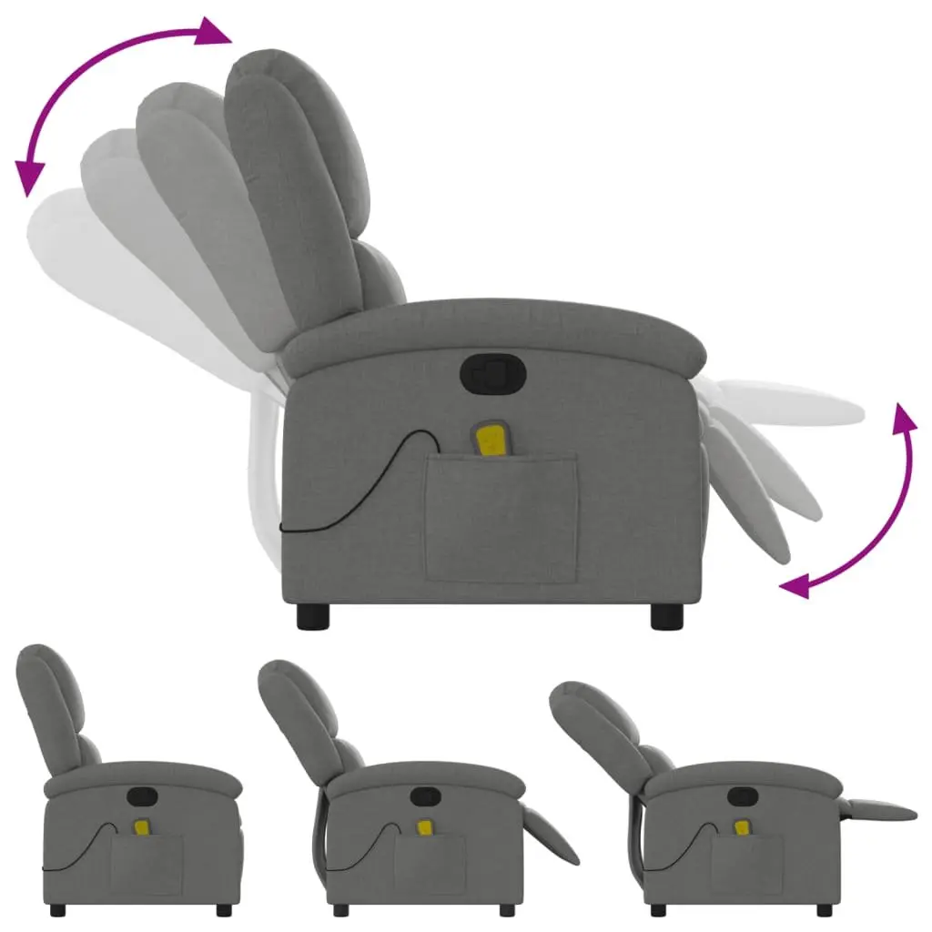 Grey Fabric Massage Recliner Chair with 6 Vibration Points