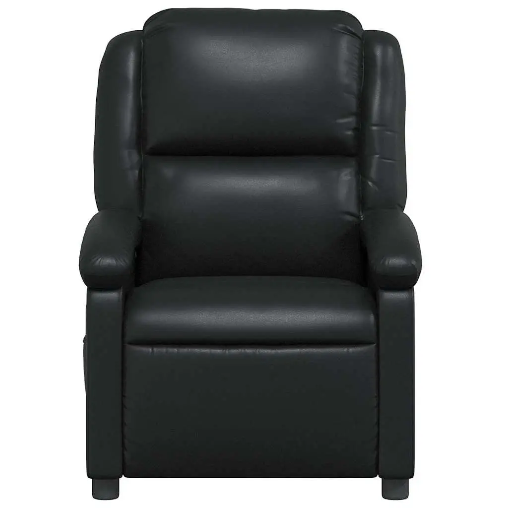 Recliner Chair Faux Leather Black Manual Reclining Armchair