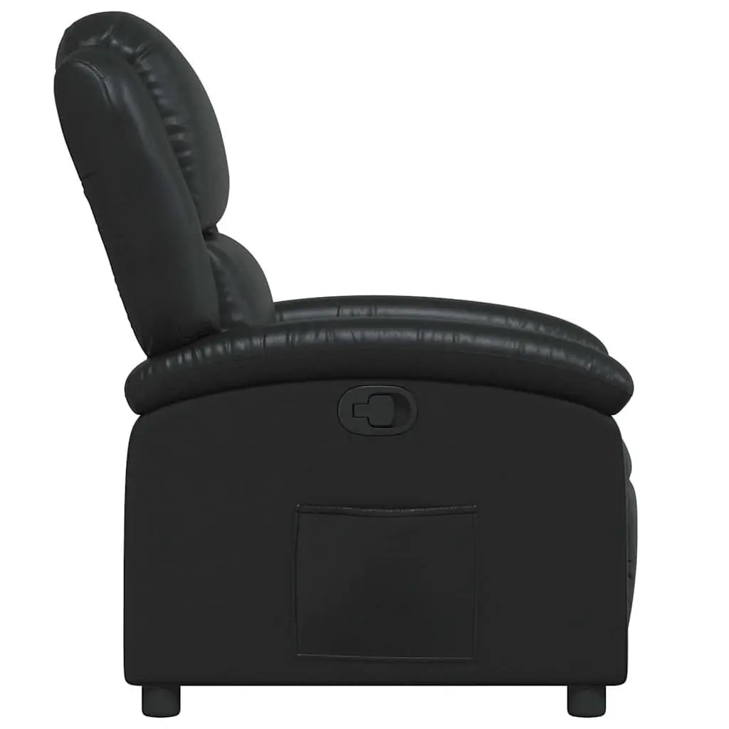 Recliner Chair Faux Leather Black Manual Reclining Armchair