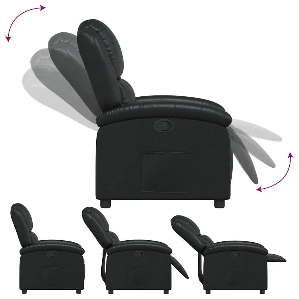 Recliner Chair Faux Leather Black Manual Reclining Armchair