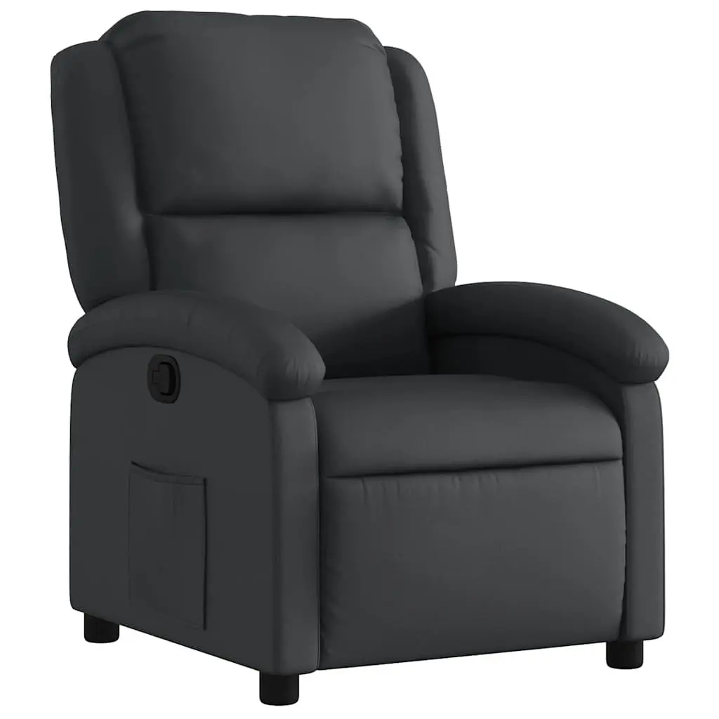 Black Manual Recliner Armchair with Padded Comfort
