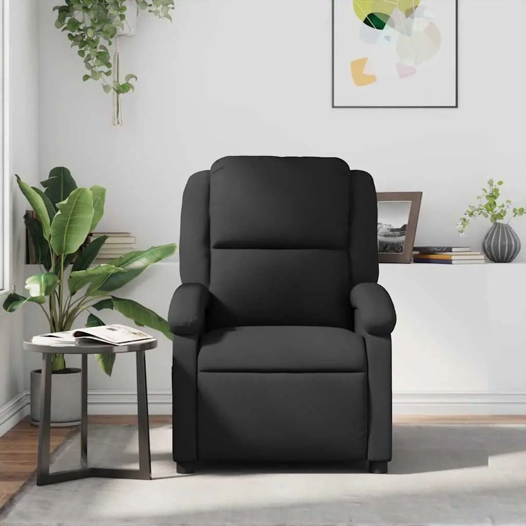 Black Manual Recliner Armchair with Padded Comfort