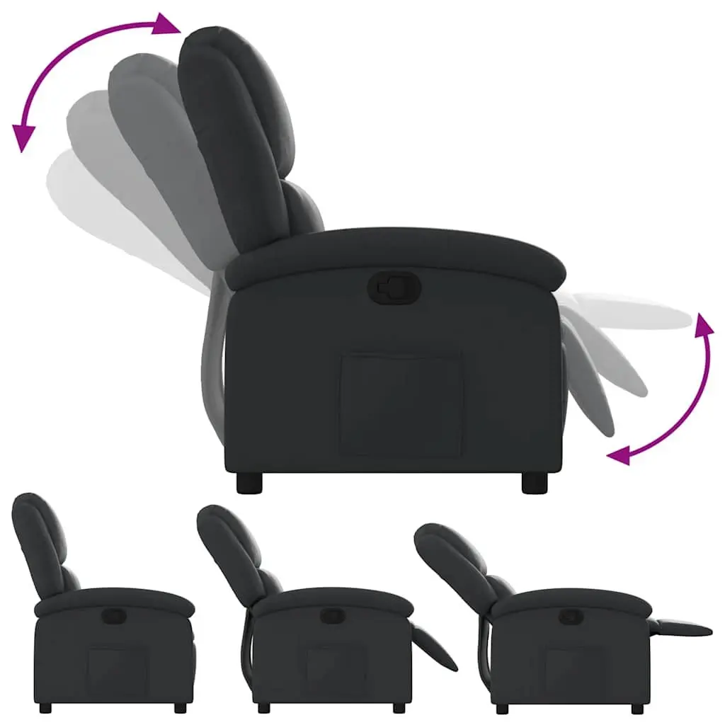 Black Manual Recliner Armchair with Padded Comfort