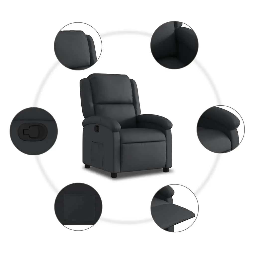 Black Manual Recliner Armchair with Padded Comfort