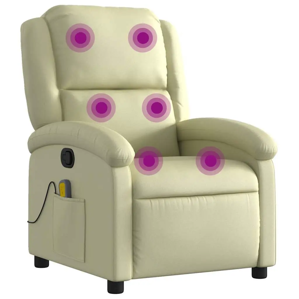 Cream Real Leather Massage Recliner Chair with Vibration