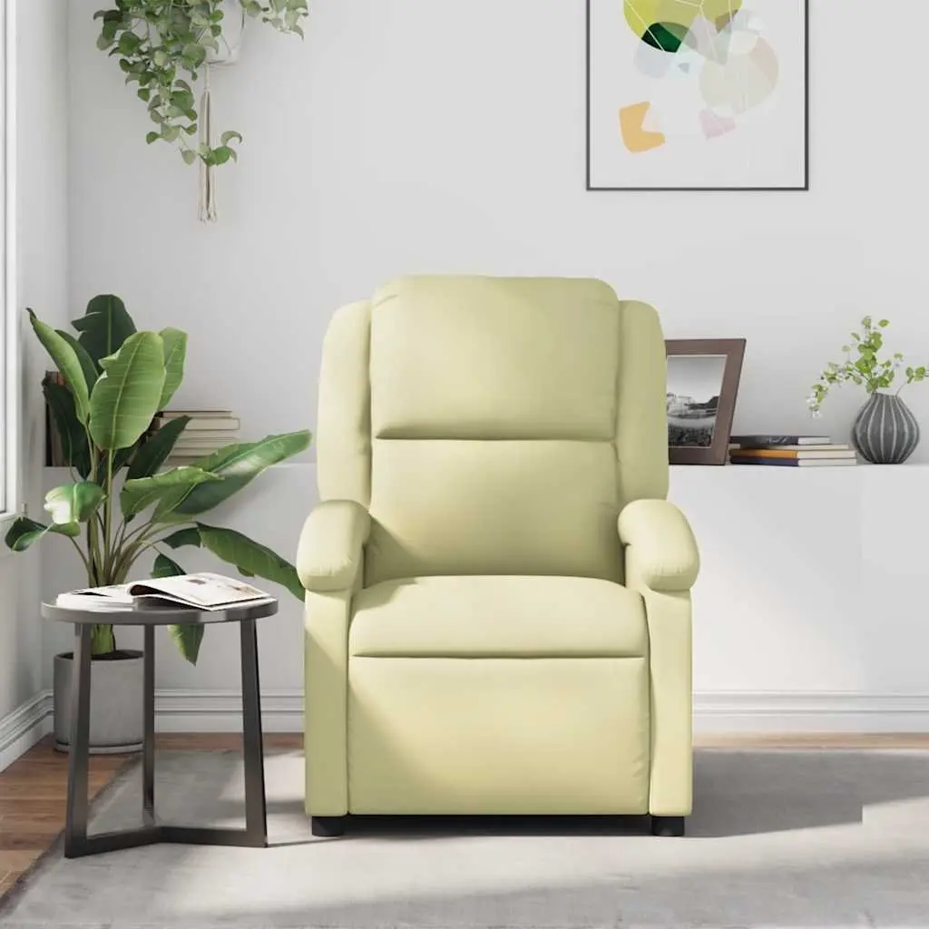 Cream Real Leather Massage Recliner Chair with Vibration