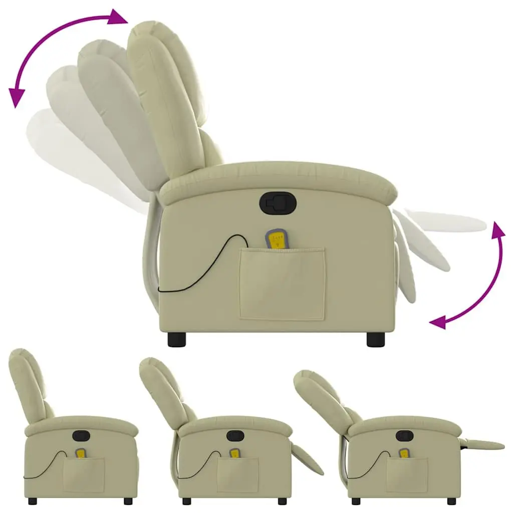 Cream Real Leather Massage Recliner Chair with Vibration