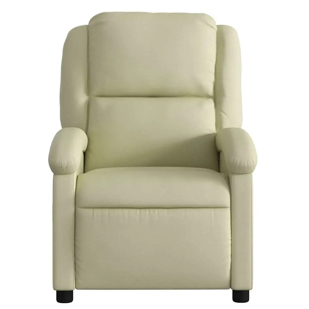 Cream Real Leather Massage Recliner Chair with Vibration