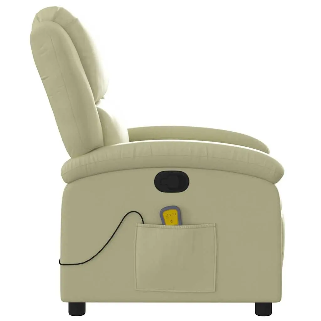 Cream Real Leather Massage Recliner Chair with Vibration