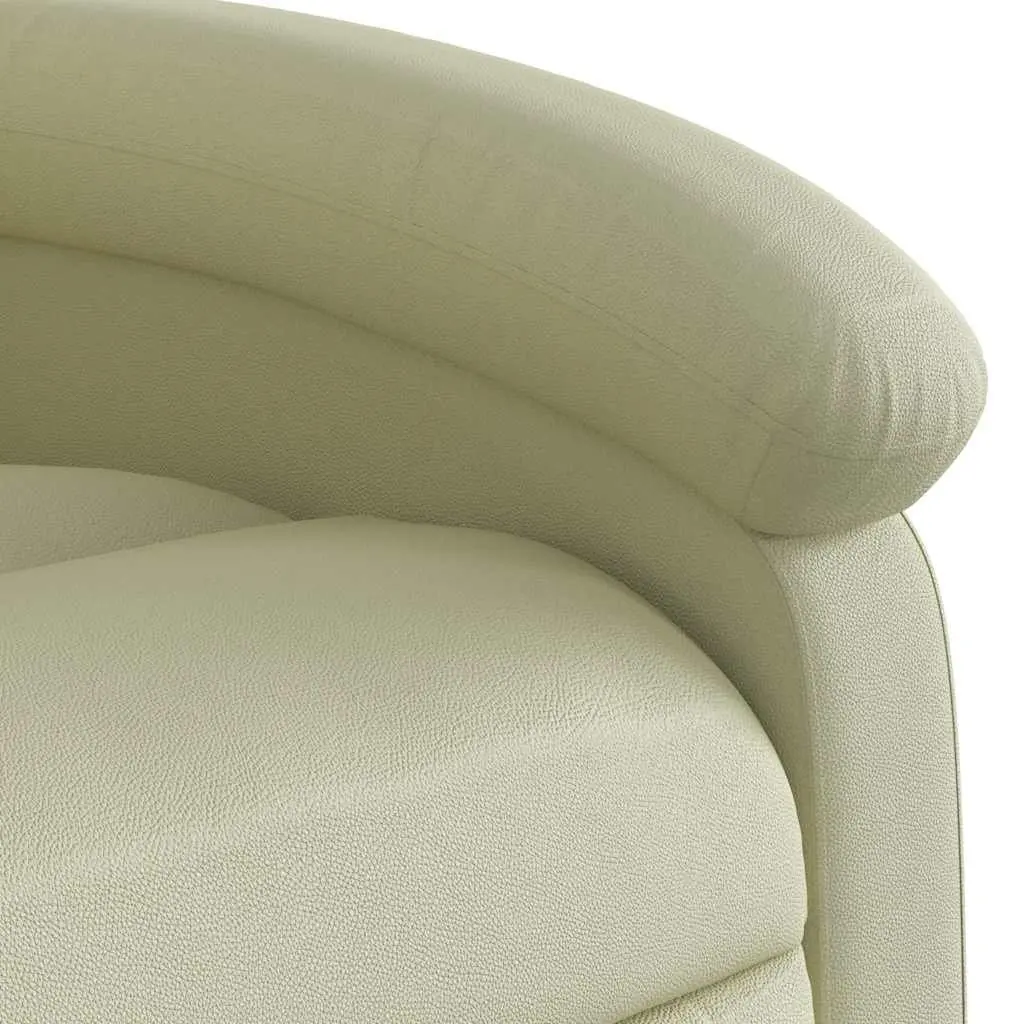 Cream Real Leather Massage Recliner Chair with Vibration