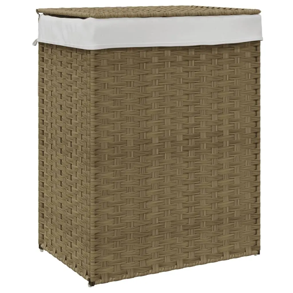 Brown Poly Rattan Laundry Basket with Lid
