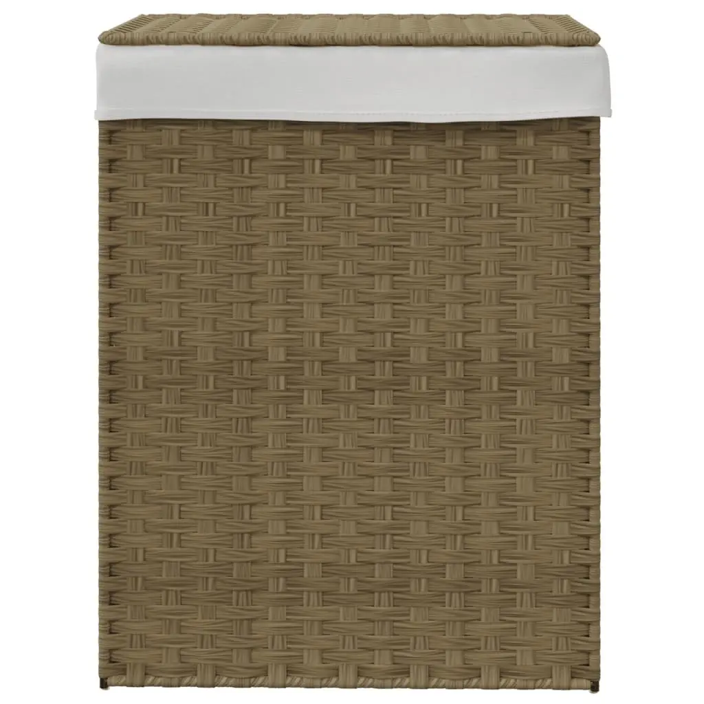 Brown Poly Rattan Laundry Basket with Lid