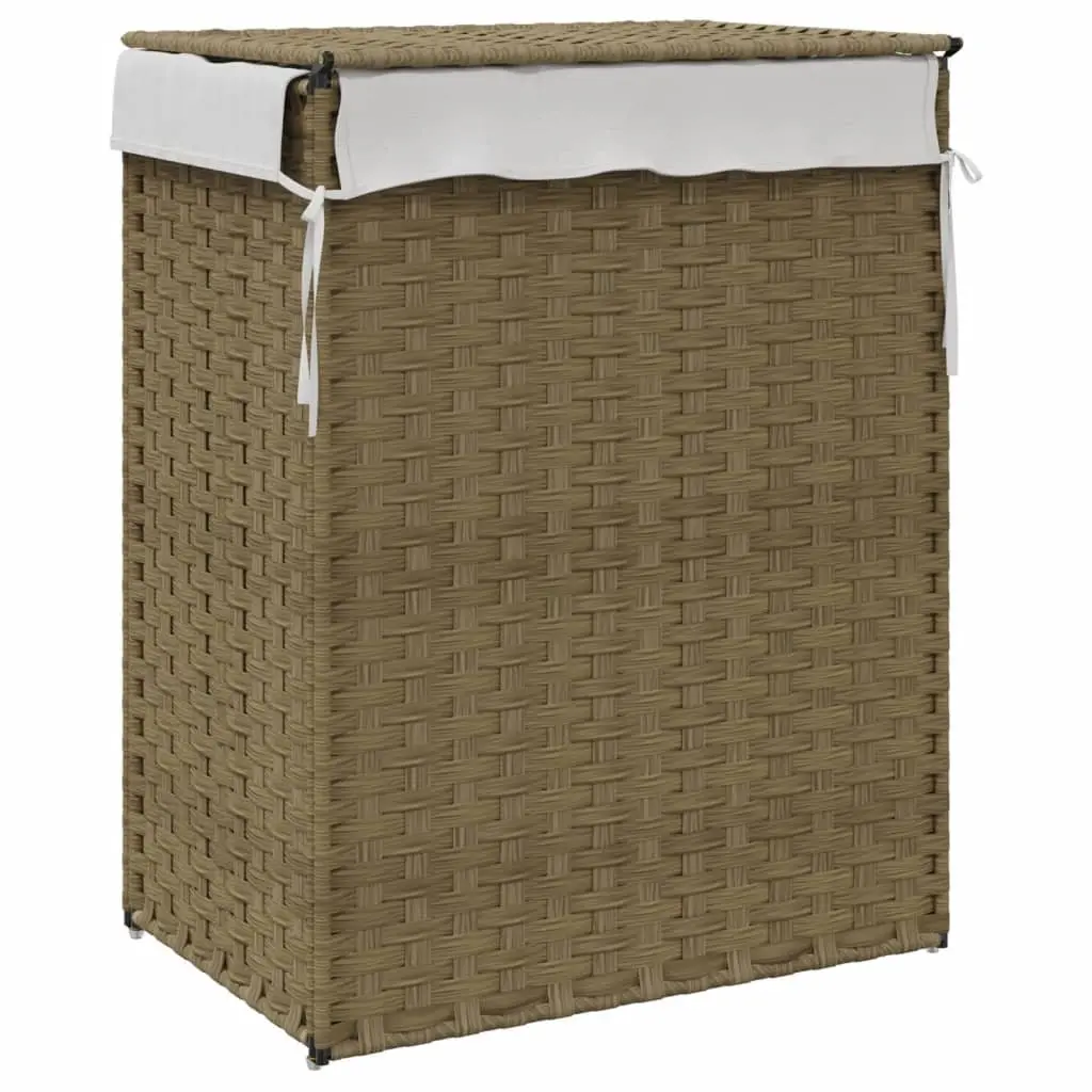 Brown Poly Rattan Laundry Basket with Lid