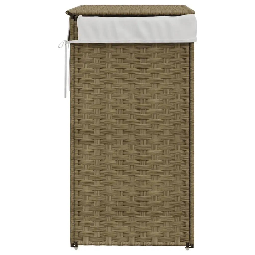 Brown Poly Rattan Laundry Basket with Lid