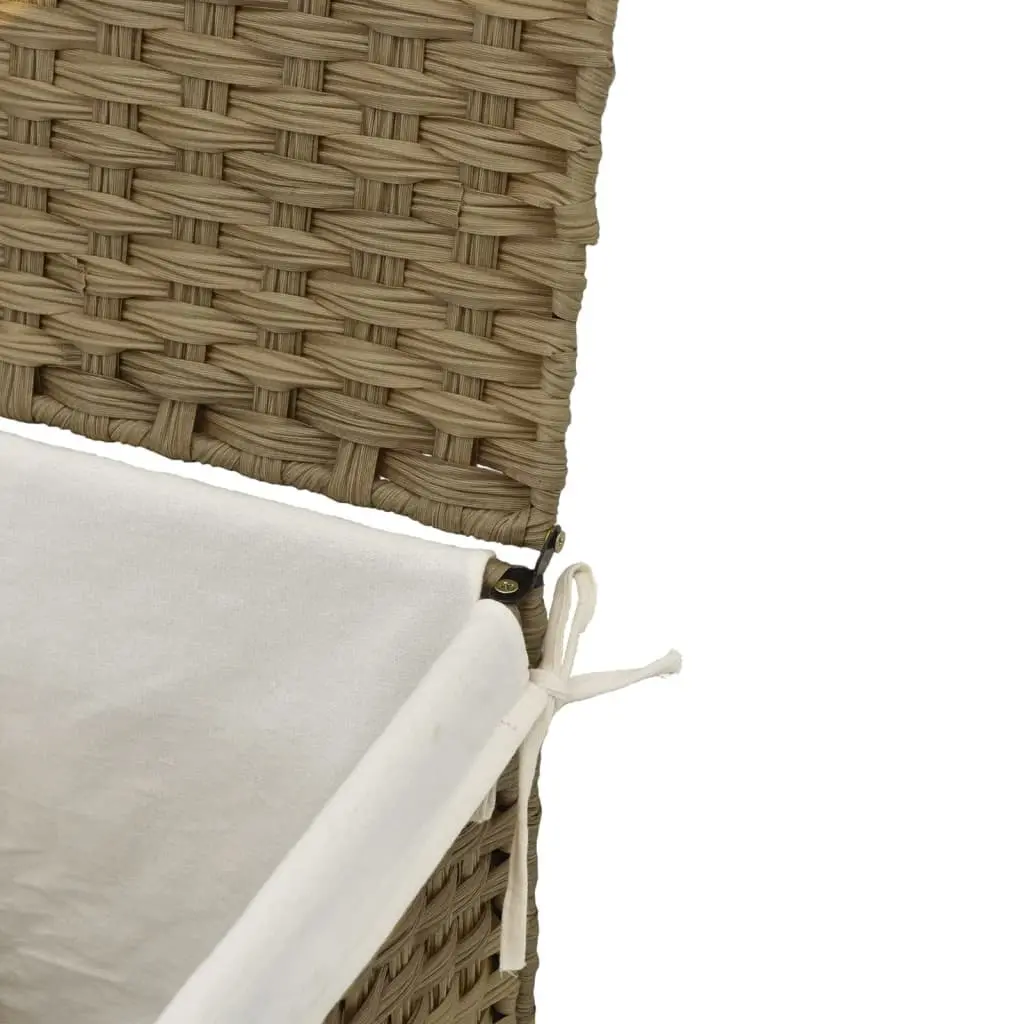 Brown Poly Rattan Laundry Basket with Lid
