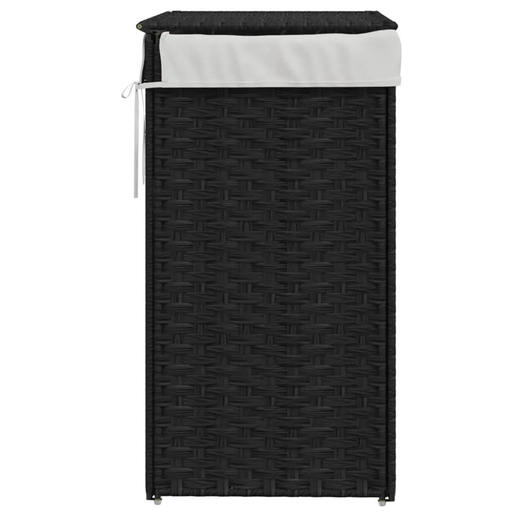 Laundry Basket Poly Rattan 46 x 33 x 60 cm Black Foldable with Lid