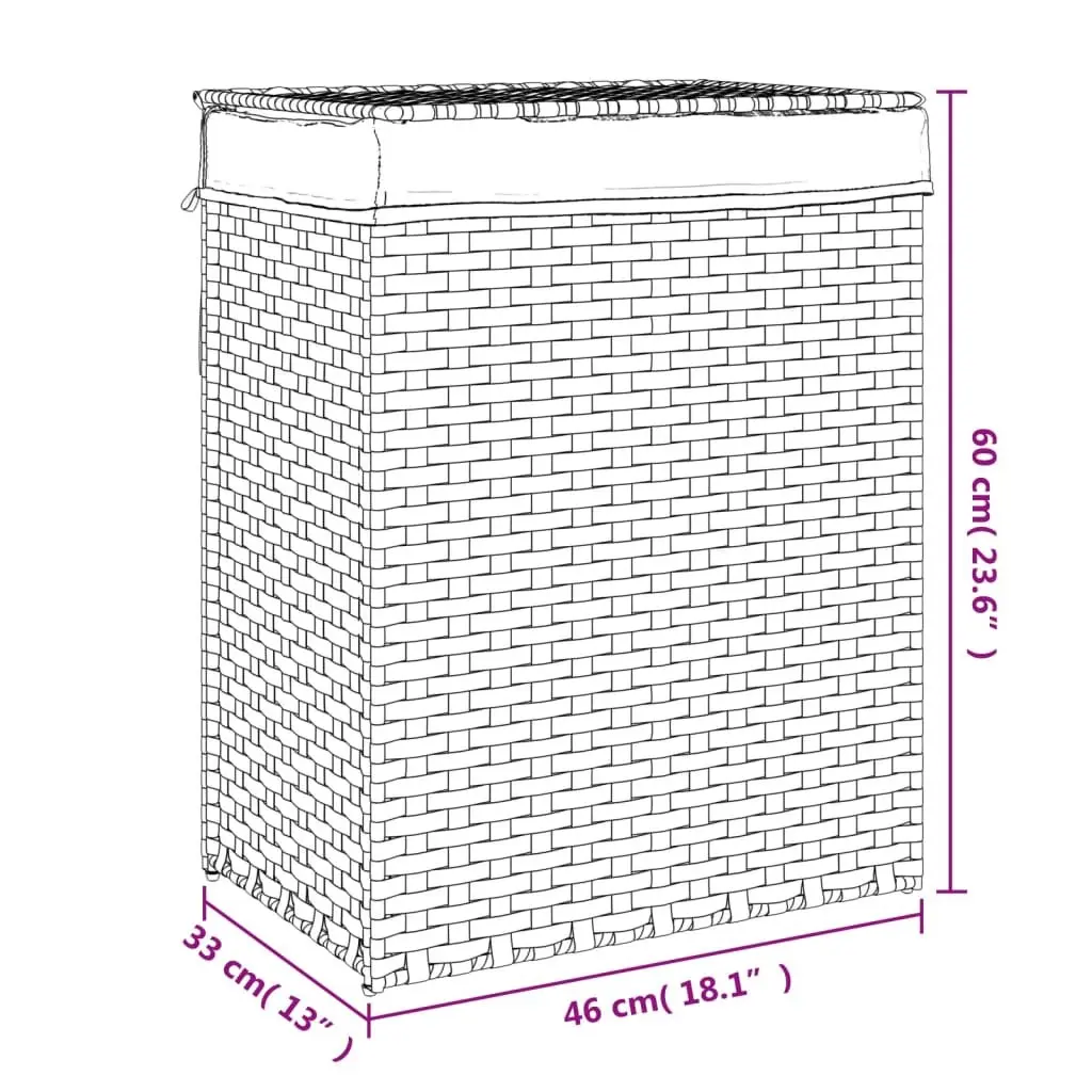 Laundry Basket Poly Rattan 46 x 33 x 60 cm Black Foldable with Lid