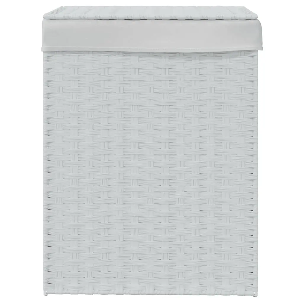 White Poly Rattan Laundry Basket with Lid