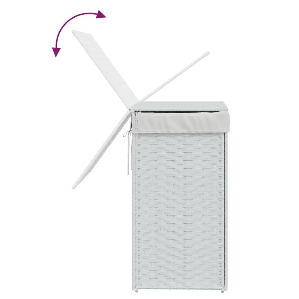 White Poly Rattan Laundry Basket with Lid