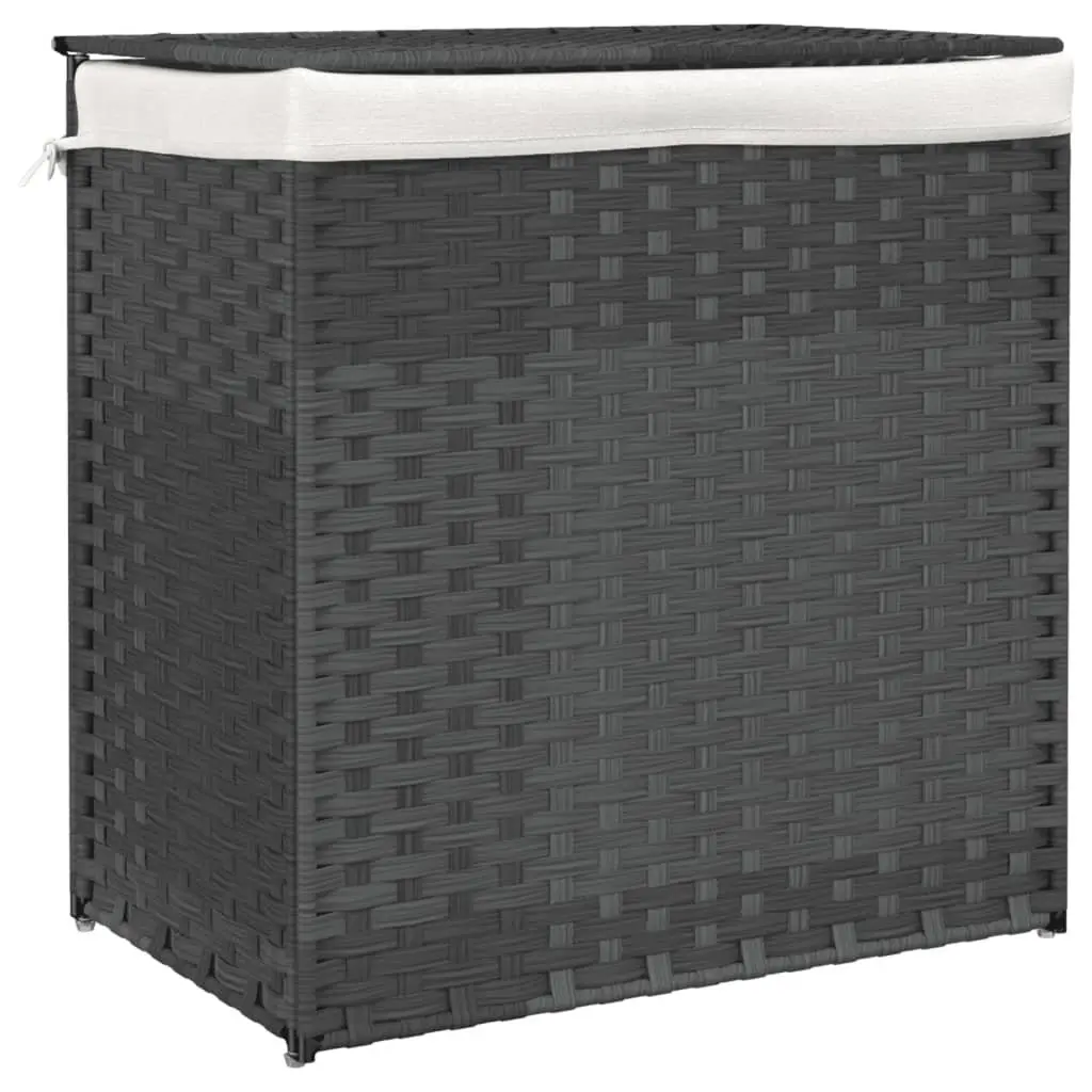 Grey Poly Rattan Laundry Basket with Lid