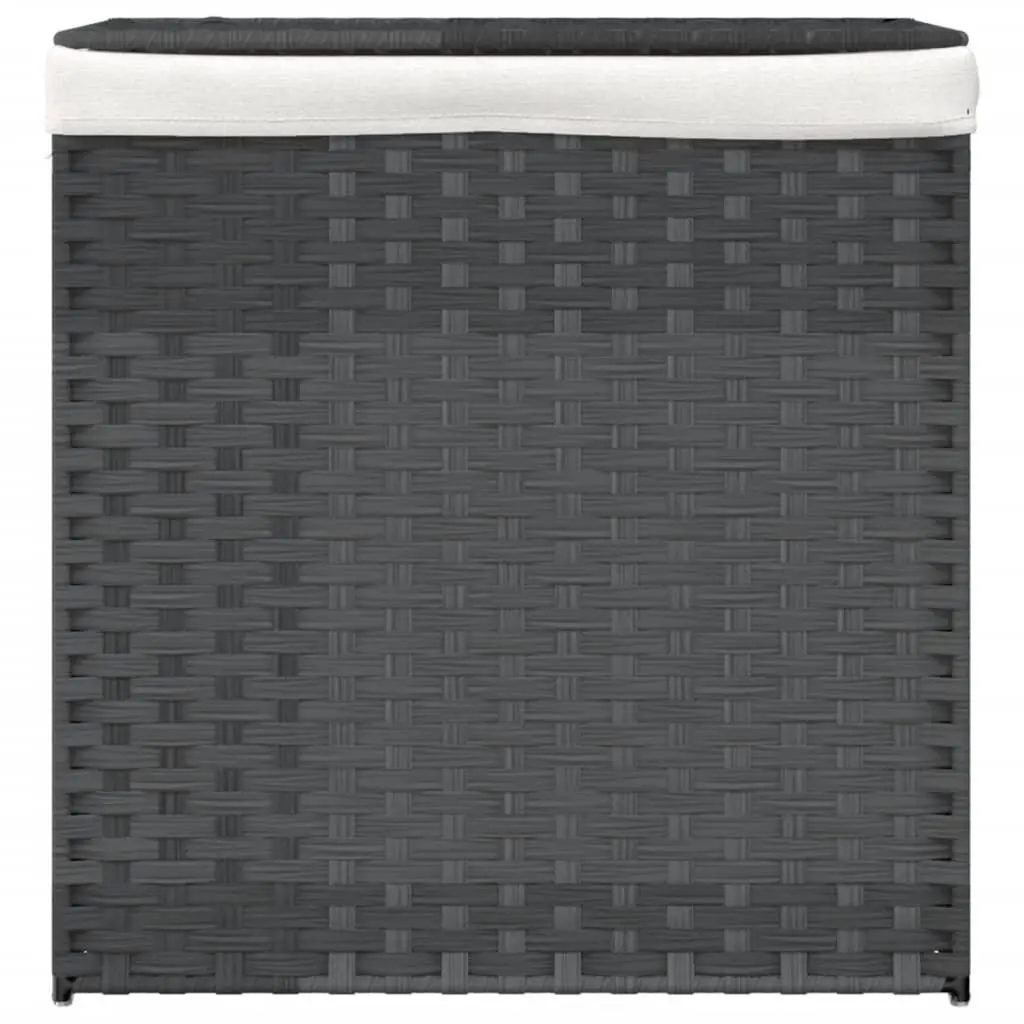 Grey Poly Rattan Laundry Basket with Lid