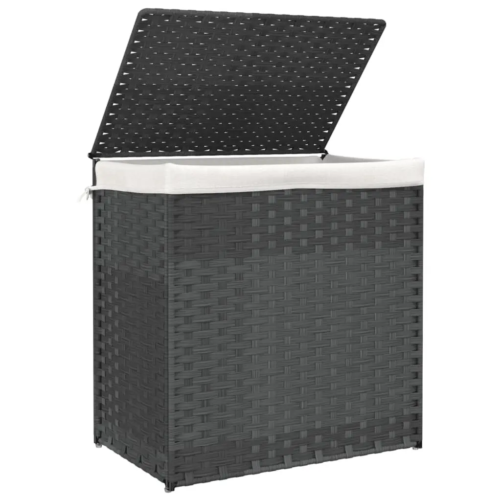 Grey Poly Rattan Laundry Basket with Lid