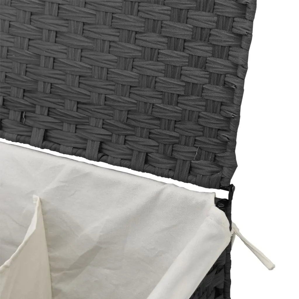 Grey Poly Rattan Laundry Basket with Lid