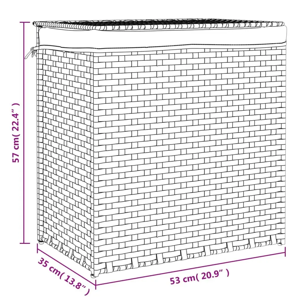 Grey Poly Rattan Laundry Basket with Lid