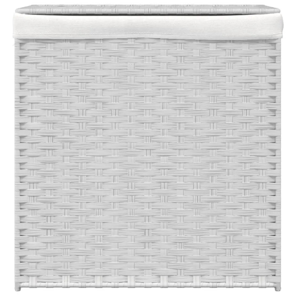 White Poly Rattan Laundry Basket with 2 Compartments