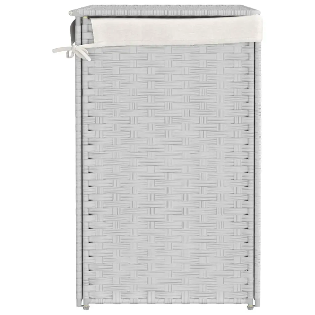 White Poly Rattan Laundry Basket with 2 Compartments