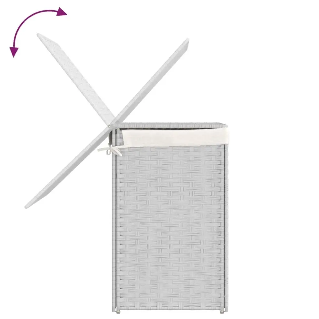 White Poly Rattan Laundry Basket with 2 Compartments