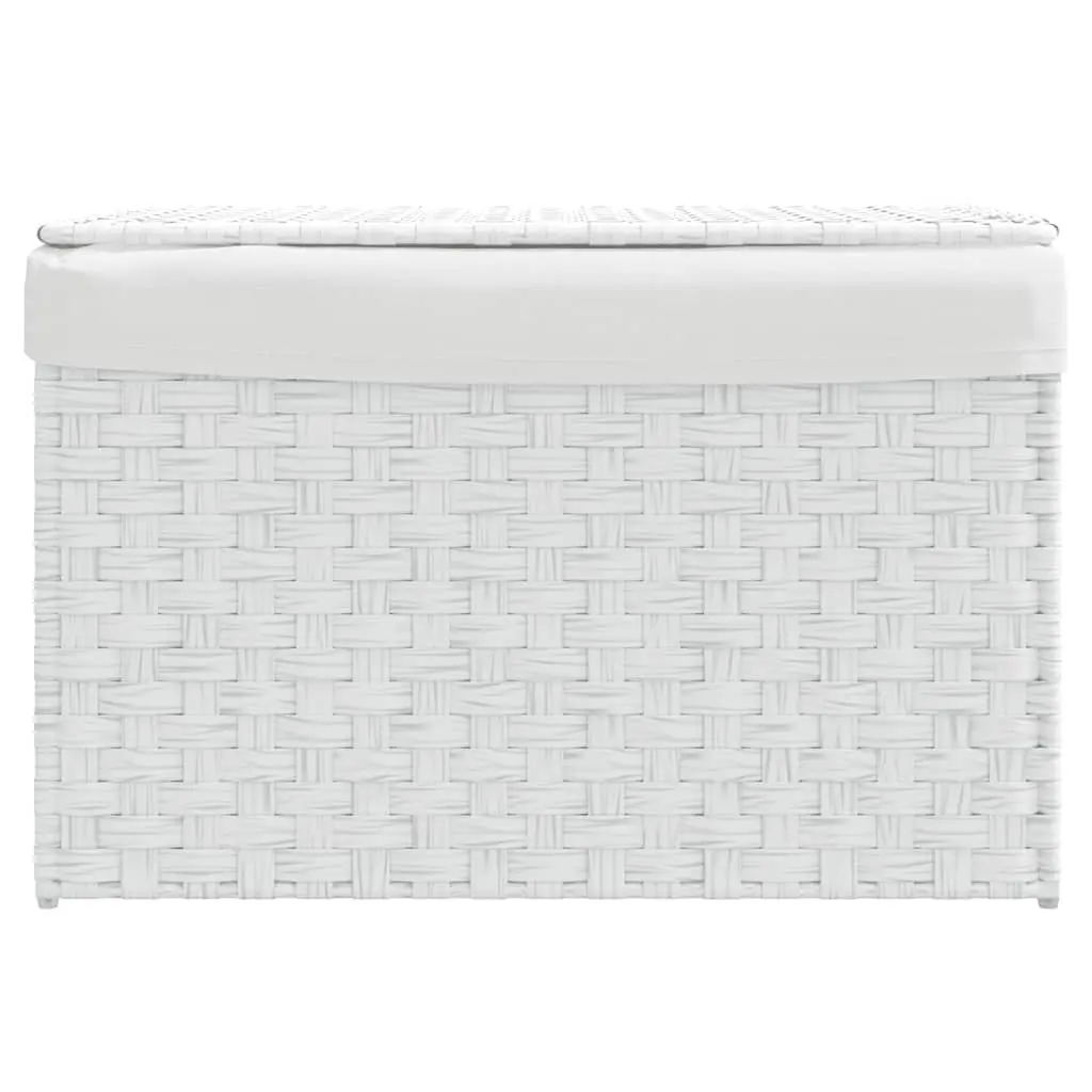 Laundry Basket Poly Rattan 55.5x35x34cm White Foldable Storage Bin