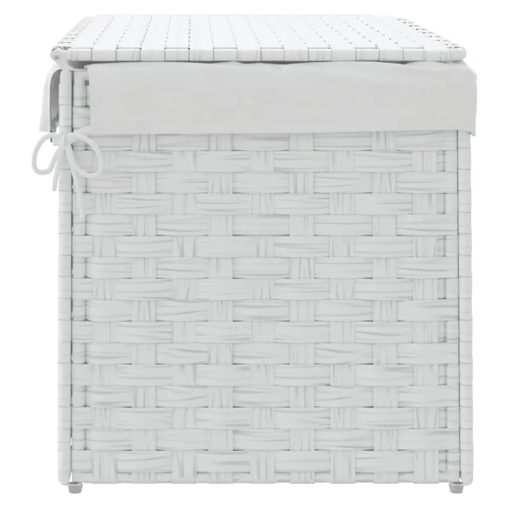 Laundry Basket Poly Rattan 55.5x35x34cm White Foldable Storage Bin