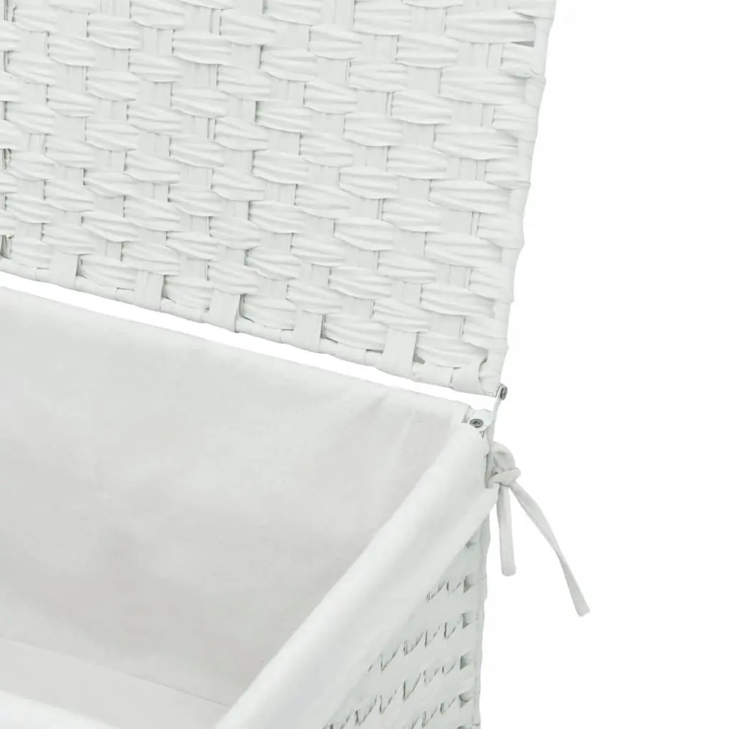 Laundry Basket Poly Rattan 55.5x35x34cm White Foldable Storage Bin