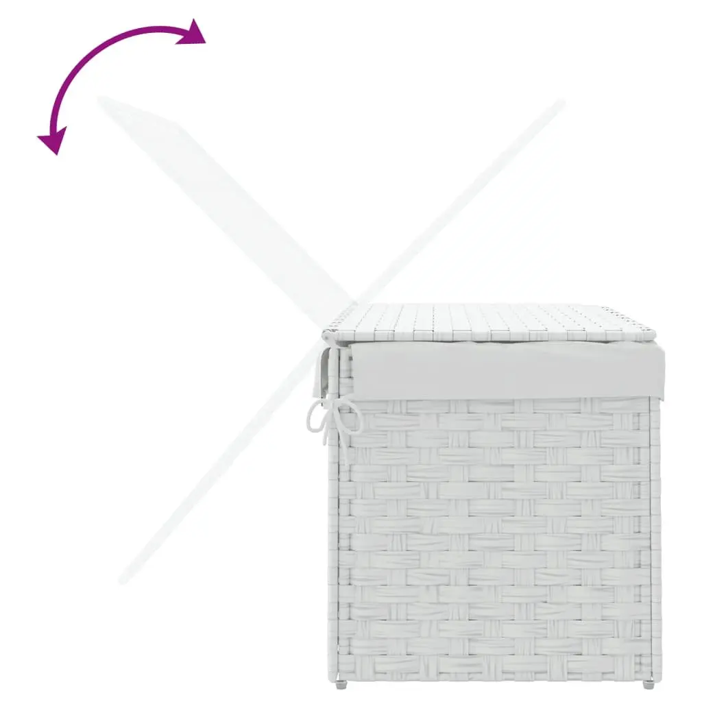 Laundry Basket Poly Rattan 55.5x35x34cm White Foldable Storage Bin
