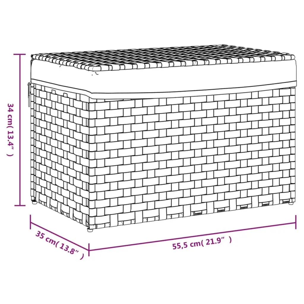 Laundry Basket Poly Rattan 55.5x35x34cm White Foldable Storage Bin