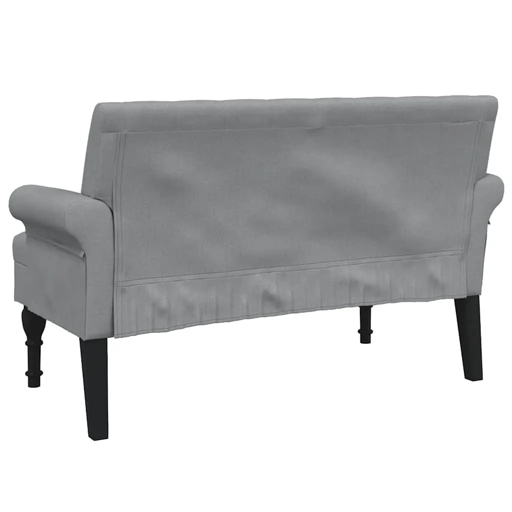 Grey Fabric Bench with Backrest and Armrests