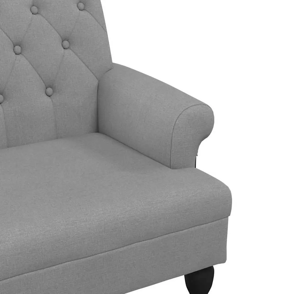 Grey Fabric Bench with Backrest and Armrests