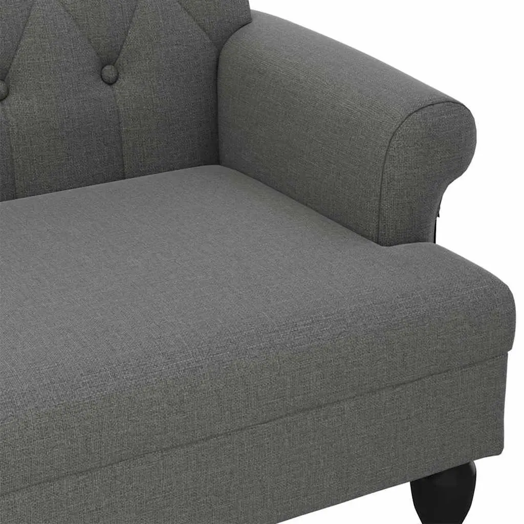 Grey Fabric Bench with Backrest and Armrests
