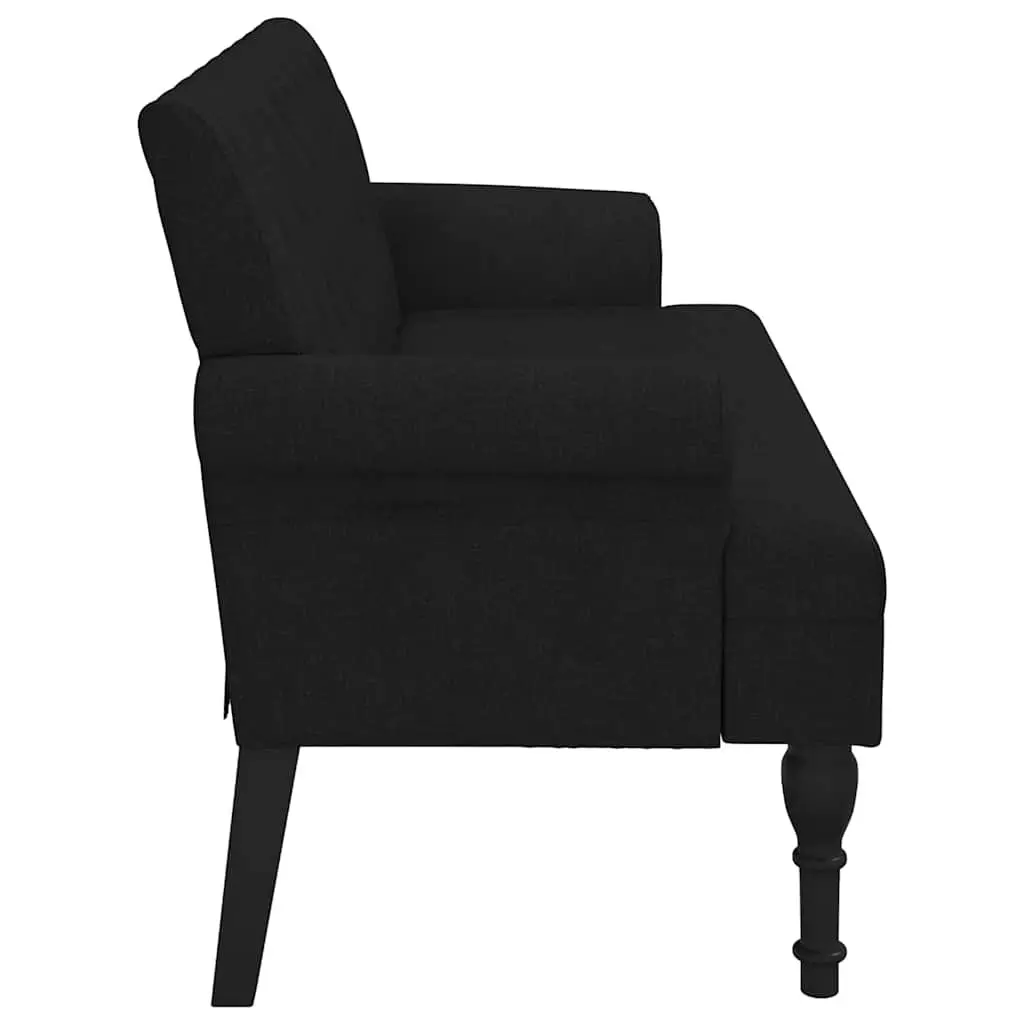 Black Fabric Bench with Backrest and Armrests