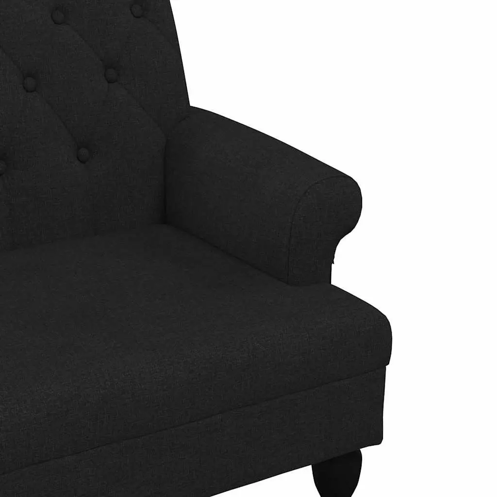 Black Fabric Bench with Backrest and Armrests