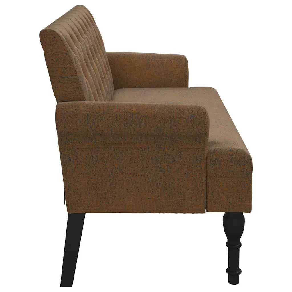 Brown Faux Suede Leather Bench with Backrest