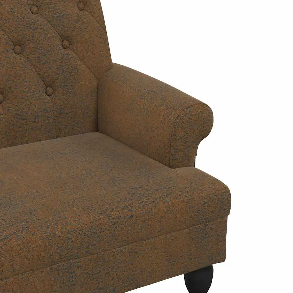 Brown Faux Suede Leather Bench with Backrest