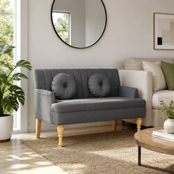 Stylish Grey Fabric Bench with Cushions for Comfort