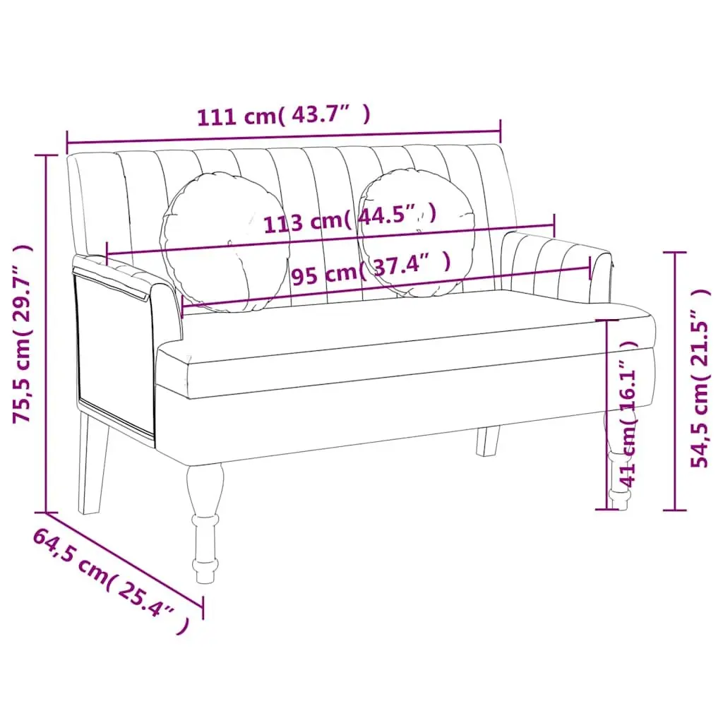 Grey Fabric Bench with Cushions for Comfort