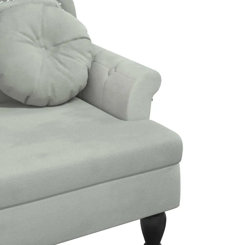 Light Grey Velvet Bench with Cushions