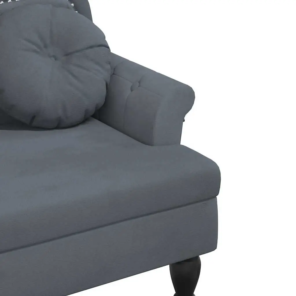 Bench with Cushions Grey Velvet Seat Backrest Armrests Elegant Sofa Chair