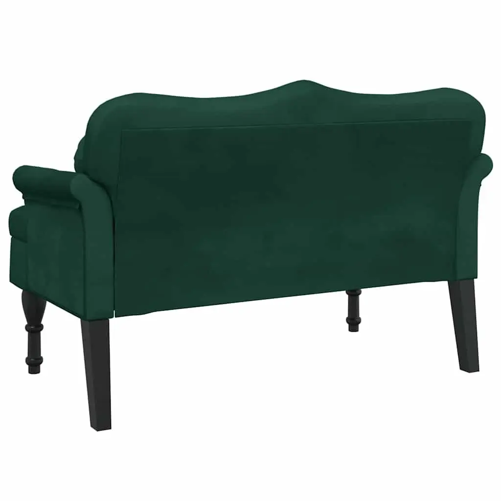 Dark Green Velvet Bench with Cushions